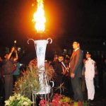 Wali Kota Bandung Ridwan Kamil usai menyalakan obor peringatan Bandung Lautan Api yang ke-49