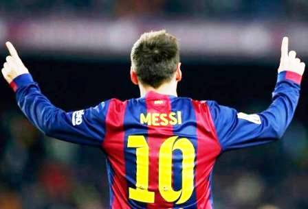 Megabintang Barcelona Lionel Messi melakukan selebrasi, usai mentecak gol beberapa waktu lalu.