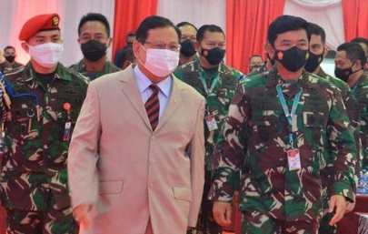 Prabowo Subianto dalam Rapat Pimpinan Tentara Nasional Indonesia 2021.