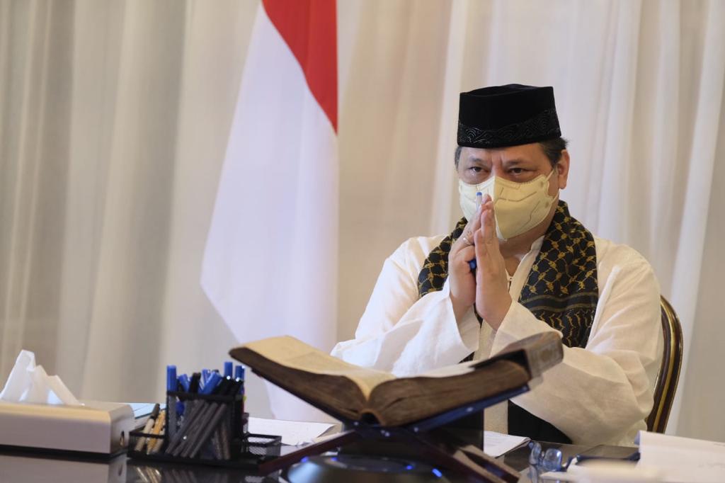 Menteri Koordinar Bidang Perekonomian Arlangga Hartarto mengucapkan selamat Idul Adha.