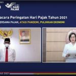 Menkeu Sri Mulyani memberikan arahan dalam upacara virtual peringatan Hari Pajak 2021 (Rabu, 14/7/2021)