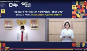 Menkeu Sri Mulyani memberikan arahan dalam upacara virtual peringatan Hari Pajak 2021 (Rabu, 14/7/2021)