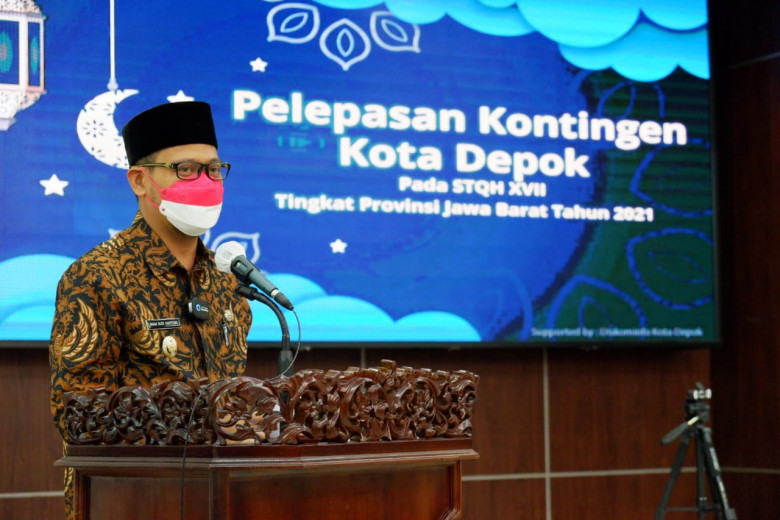 Wakil Wali Kota Depok, Imam Budi Hartono saat melepas kontingen STQH Kota Depok (ist)