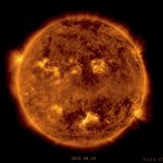 Twiter: Seasoned Canadian Bacon @jeramiahsmith11 The sun yesterday in 171 angstrom wavelength.The M-class flare erupted from the Beta-Gama sunspot in the southern region facing