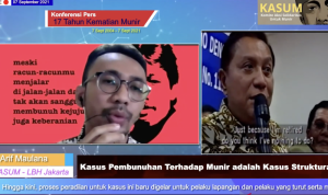 Tangkapan layar - Direktur Lembaga Bantuan Hukum (LBH) Jakarta Arif Maulana dalam konferensi pers bertajuk "17 Tahun Kematian Munir Said Thalib" yang diselenggarakan oleh Komite Aksi Solidaritas untuk Munir (KASUM) dan disiarkan secara langsung di kanal YouTube Jakartanicus, Selasa. (7/9/2021). ANTARA/Putu Indah Savitri/pri