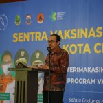 Wali Kota Cimahi, Ngatiyana pada kegiatan Penutupan Sentra Vaksinasi BPBD Jawa Barat di gedung Cimahi Technopark Jalan Baros, Sabtu (4/8).