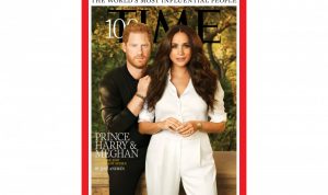 Sampul majalah TIME untuk edisi khusus 100 orang berpengaruh di dunia, menampilkan salah satunya pasangan Pangeran Harry dan Meghan Markle. (REUTERS/Pari Dukovic)