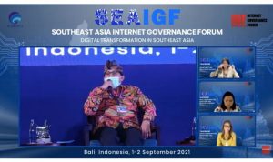 Direktur Jenderal Sumber Daya dan Perangkat Pos dan Informatika, Kementerian Komunikasi dan Informatika, Ismail, saat salah satu diskusi di SEA IGF 2021, Rabu (1/9/2021). (ANTARA/Tangkapan layar) kominfo 5g