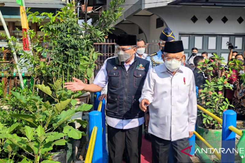 Wakil Presiden Ma'ruf Amin meninjau kawasan Agrowisata Urban Farming Cicendo di Kota Bandung, Jawa Barat, Rabu (29/9/2021). (BPMI Setwapres)