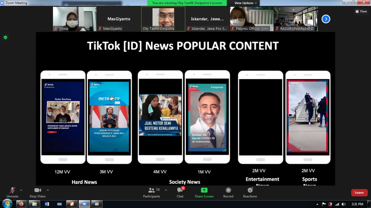 Tangkapan Layar TikTok Media Sharing Session: Upaya TikTok Kembangkan Konten News Video Pendek