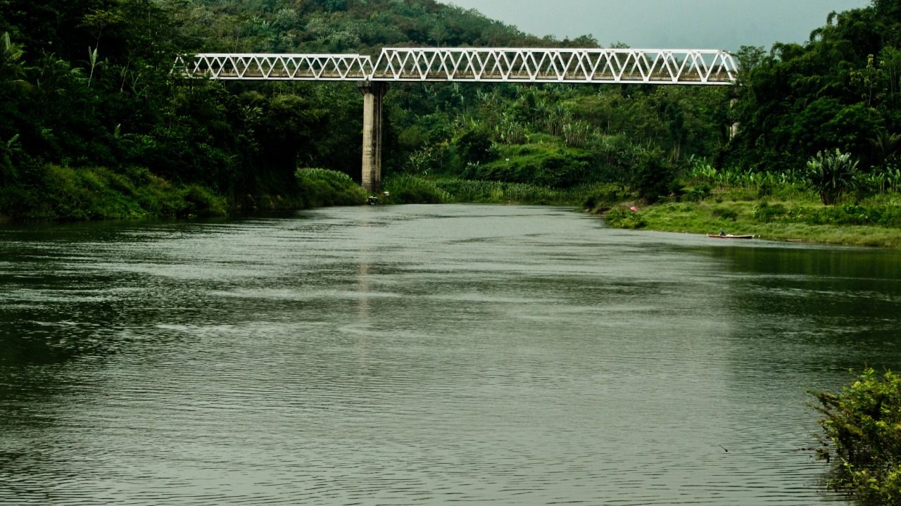 Kondisi Sungai Citarum di Wiayah Hulu terlihat rimbun dengan pepohonan di Bantaran Sungai