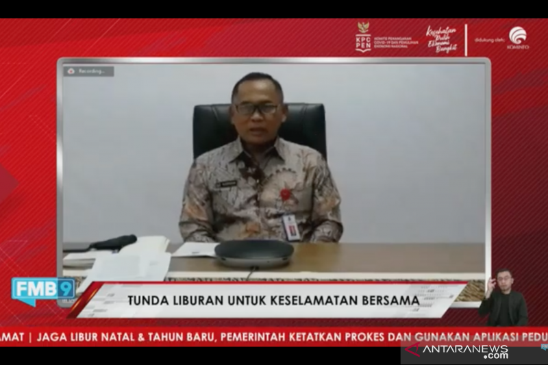 Tangkapan layar Deputi Bidang Koordinasi Pemerataan Pembangunan Wilayah dan Penanggulangan Bencana Kemenko PMK Letjen TNI (Purn) Dr. Sudirman dalam diskusi virtual, Jakarta, Selasa (30/11/2021) (ANTARA/Prisca Triferna)