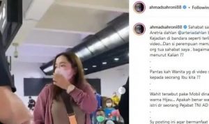 Unggahan video anggota DPR Ahmad Sahroni tentang insiden ibunda Arteria Dahlan yang dimaki seorang perempuan di Bandara Soetta. (Istimewa)