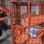 Pegawai memindahkan paket barang kiriman untuk didistribusikan ke alamat tujuan di Kantor Pos Lampung, Lampung. ANTARA FOTO/Ardiansyah/wsj. (ANTARA FOTO/ARDIANSYAH)