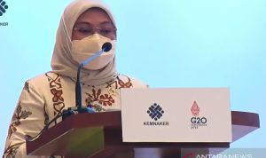 Tangkapan layar Menaker Ida Fauziyah dalam acara pembukaan Kelompok Kerja G20 Bidang Ketenagakerjaan, Jakarta, Kamis (9/12/2021). ANTARA/Prisca Triferna