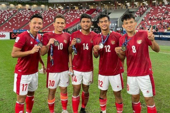 Para pemain Timnas Garuda Indonesia harus puas diposisi Runner Up