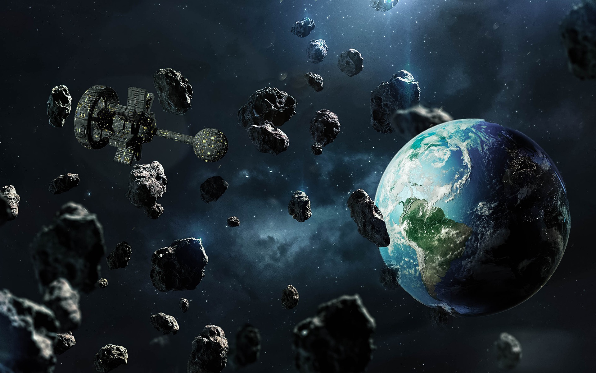 Ilustrasi asteroid mendekat ke bumi. (Pixabay)