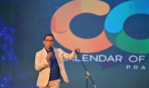 Gubernur Ridwan Kamil menghadiri acara West Java Calender of Event 2022 di Hotel Pullman, Kota Bandung, Selasa (15/2/2022).