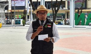 Gubenur Jabar Ridwan Kamil ketika memberikan sambutan atas diresmikannya Alun-alun Kota Bekasi