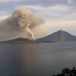 Kepulan asap Gunung anak krakatau berdasarkan pantau PVMBG yang terpantau pada Februari lalu