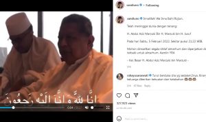 Tangkapan layar instagram Sandiaga Uno yang mengabarkan Ayah mertuanya meninggal di Rumah Sakit Singapura.