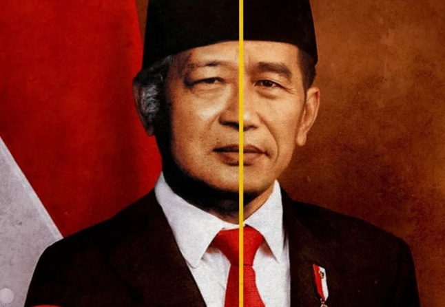 Akun Instagram YLBI mengunggah foto dan menyandingkan foto Presiden RI ke-7 Jokowi dengan Presiden RI ke-2 Soeharto dan menyebutnya mirip. (Foto: Instagram @yayasanlbhindonesia)