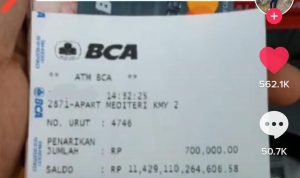 Viral Seorang Pria Pamer Saldo ATM Rp11 triliun di TikTok (tangkapan layar TikTok @owner.studente)