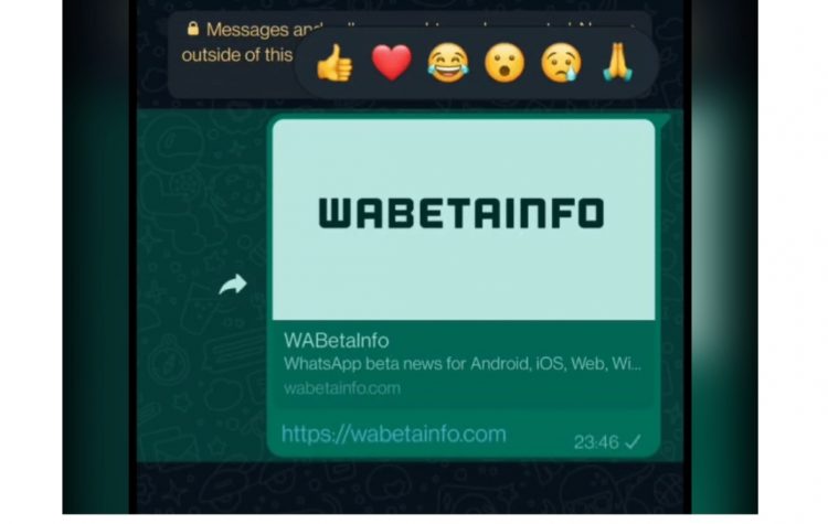Ilustrasi: Tangkapan layar fitur baru Reaction di WhatsApp yang akan hadir untuk platform Android (WABetaInfo)