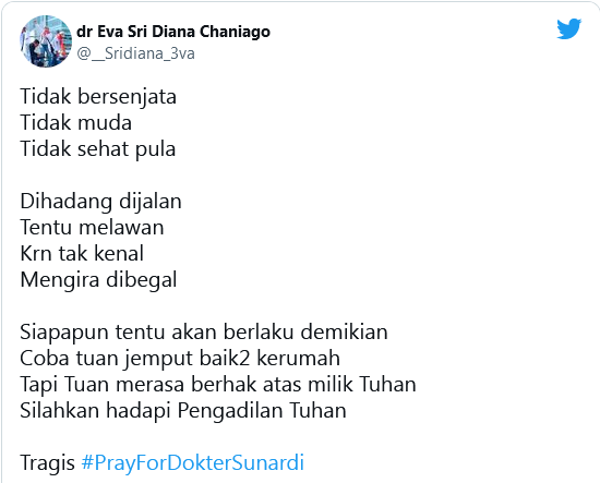 Densus 88 Gegabah Tembak dr Sunardi, dr Eva: Silakan Hadapi Pengadilan Tuhan