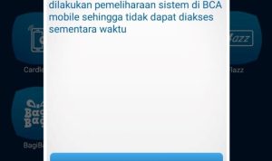 M-Banking BCA eror pada Rabu (2/3). (Tangkapan layar M-Banking BCA)