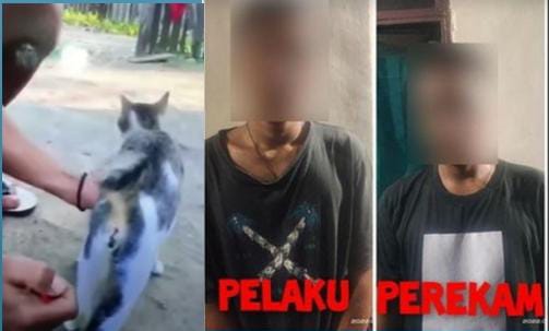 Kedua pelaku yang menyiksa binatang dengan ledakkan petasan kedalam anus kucing, telah ditangkap Polisi. (ist)