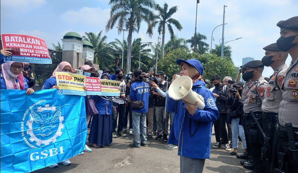 Dalam Aksi Demo, GSBI Singgung Harga Minyak Goreng dan Perpanjangan Masa Jabatan