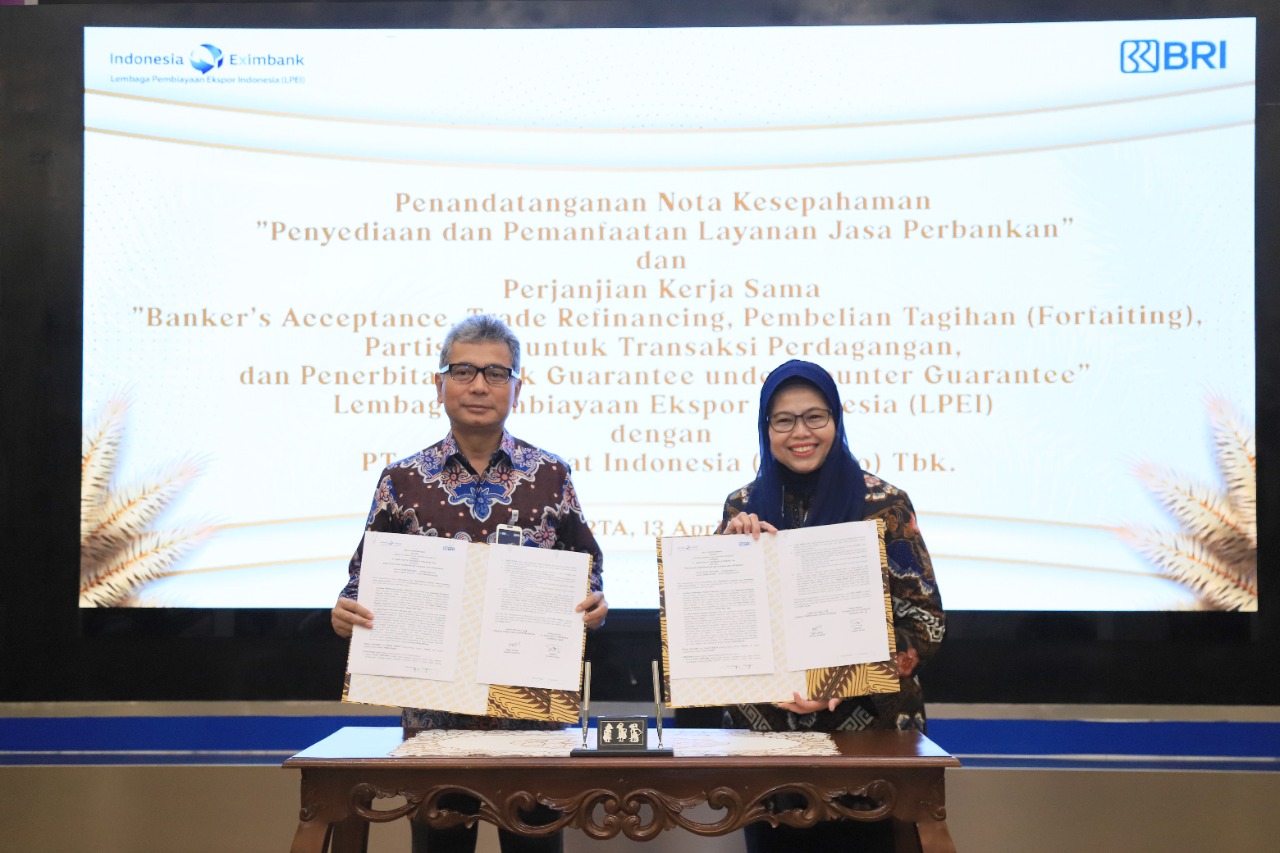PT Bank Rakyat Indonesia (Persero) Tbk atau BRI menjalin kerja sama bersama Lembaga Pembiayaan Ekspor Indonesia (LPEI).