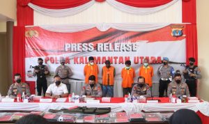 Konferensi pers Polda Kalimantan Utara terkait kasus Briptu Hasbudi. (Foto : Humas Polda Kaltara)
