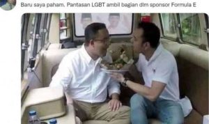 Foto moment Anies Baswedan disuapi Raffi Ahmad hingga dikaitkan dengan LGBT, viral di media sosial. (tangkapan layar)