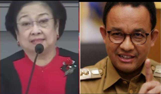 Megawati dan Anies Baswedan yang sama-sama sedang viral dengan tukang bakso.