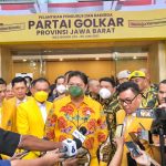Ketua Umum Partai Golkar Airlangga Hartarto ketika menhadiri Rakerda DPD Golkar Jabar