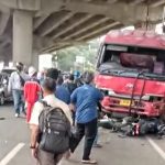 Tangkapan layar video kecelakaan truk pertamina di Cibubur yang sedang di investigasi KNKT.