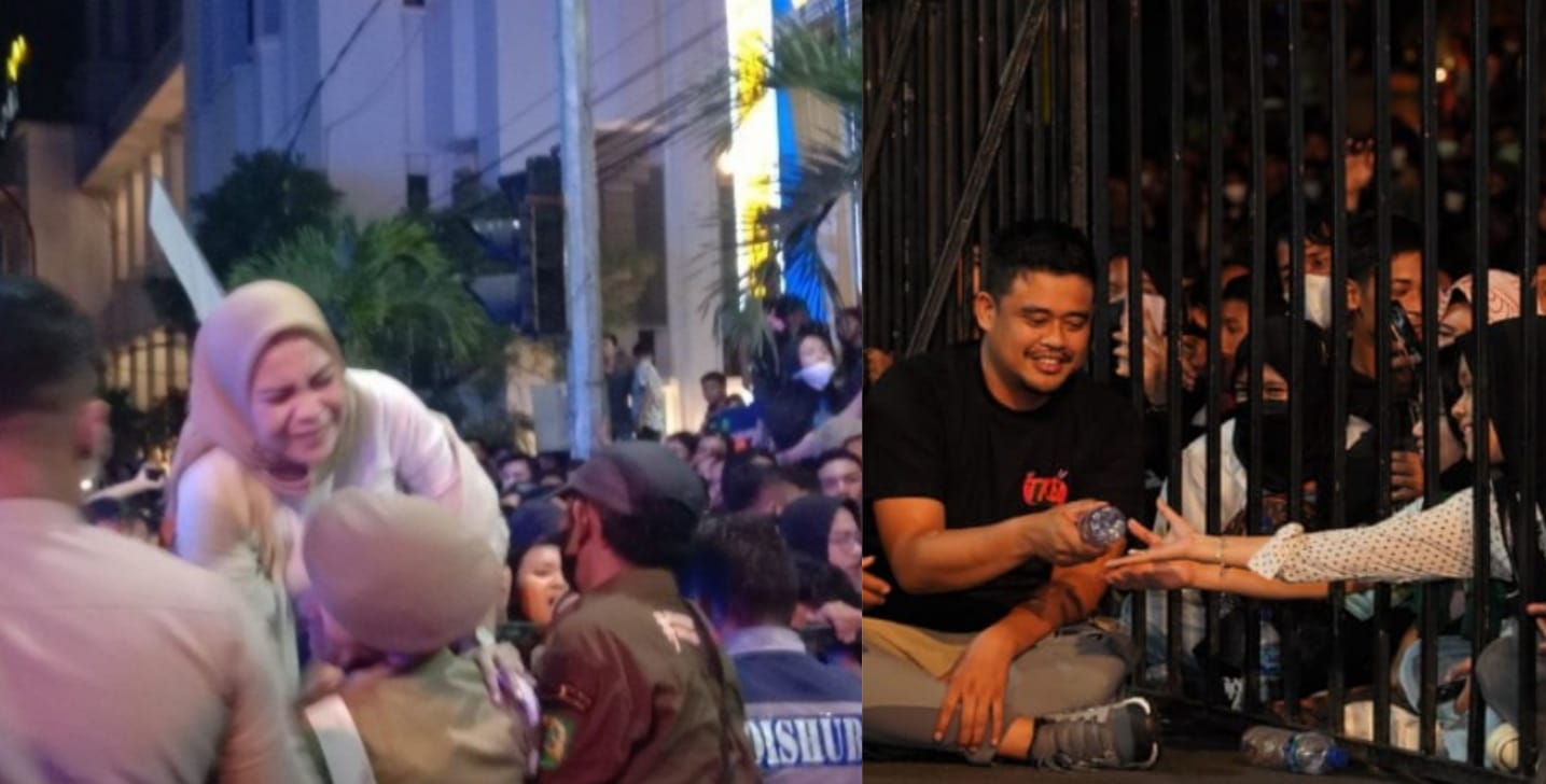 Jalannya konser perayaan HUT Kota Medan berlangsung meriah, namun banyak penonton pingsan karena berdesak-desakan.