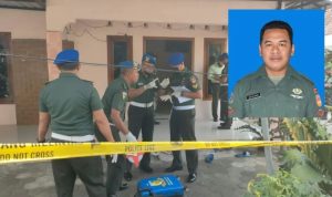 Petugas tengah melakukan penjagaan dan pemeriksaan di lokasi ditemukannaya Kopda M yang tewas bunuh diri. infokomando.official-Instagram