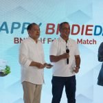 Direktur Utama BNI Royke Tumilaar dalam gelaran BNI Golf Friendly Match di Sedayu Indo Golf Pantai Indah Kapuk 2 Jakarta, Sabtu (2/7/2022).