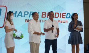 Direktur Utama BNI Royke Tumilaar dalam gelaran BNI Golf Friendly Match di Sedayu Indo Golf Pantai Indah Kapuk 2 Jakarta, Sabtu (2/7/2022).