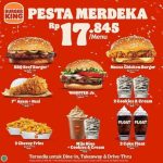 Promo spesial Burger King sambut HUT RI dengan Pesta merdeka. Penjualan 8 item menu seharga Rp17.845.