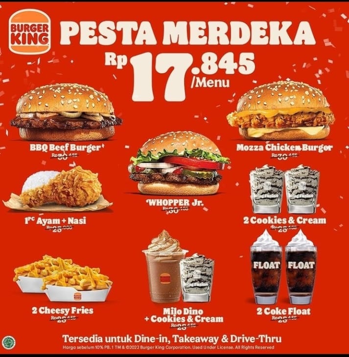 Update! Promo Burger King, KFC, hingga Richeese Factory Selama Bulan Agustus 2022