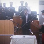 Rusli Prihatevy saat dilantik menjadi Wakil Ketua DPRD Kota Bogor, Selasa (16/08). (Yudha Prananda)