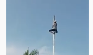 Viral Aksi Heroik Petani di Karawang Panjat Tiang Bendera 15 Meter