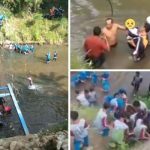 Kepanikan yang terjadi saat puluhan siswa terjatuh kedalam sungai bahkan sebagian mengalami luka parah. (BPBD Probolinggo)