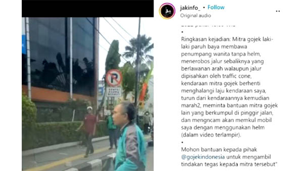 Tangkapan layar video driver ojol bikin geger karena ngamuk dan ancam pengendara mobil. (instagram@Jakinfo-)
