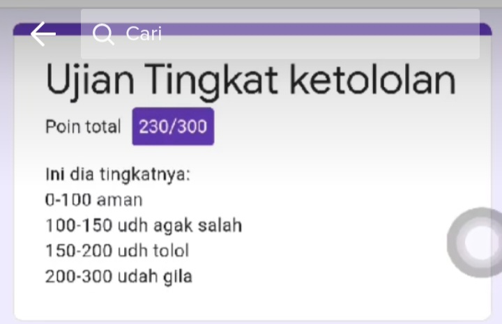 LINK Tes Ujian KEDUNGUAN GForm Terbaru, Cek Seberapa Dungu Kamu di Sini!