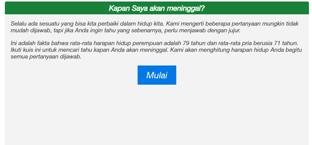 Link Tes Ujian 'KEMATIAN' Lagi Viral, Ketahui Waktu Kematianmu Sekarang Juga!